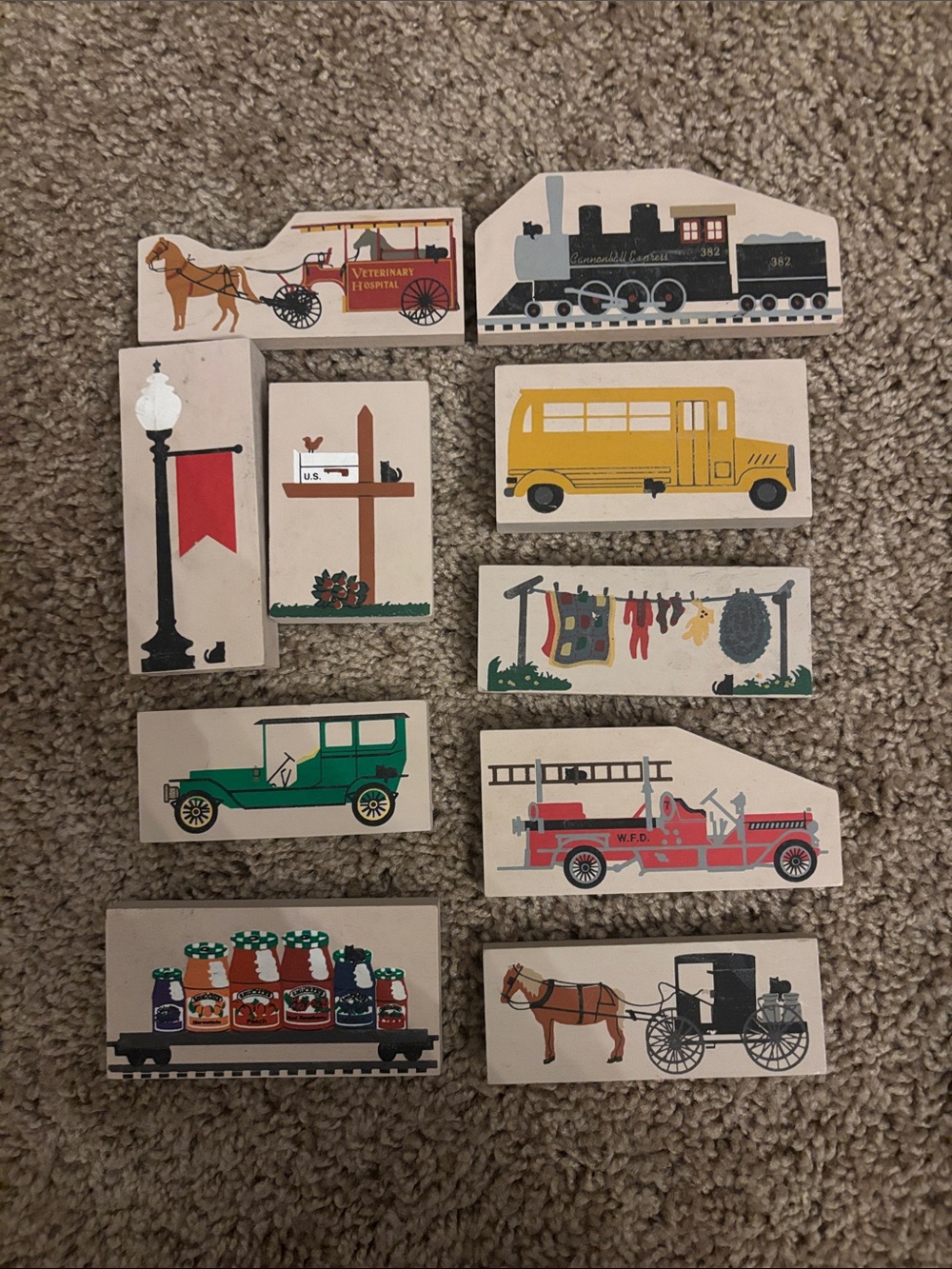 The Cat's Meow Village Life Collections Collection Vintage Wooden Decor Set